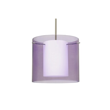 Besa Lighting Pahu 12 Stem Pendant, Trans. Amethyst/Opal, Satin Nickel Finish, 1x11W LED 1TT-A18407-LED-SN